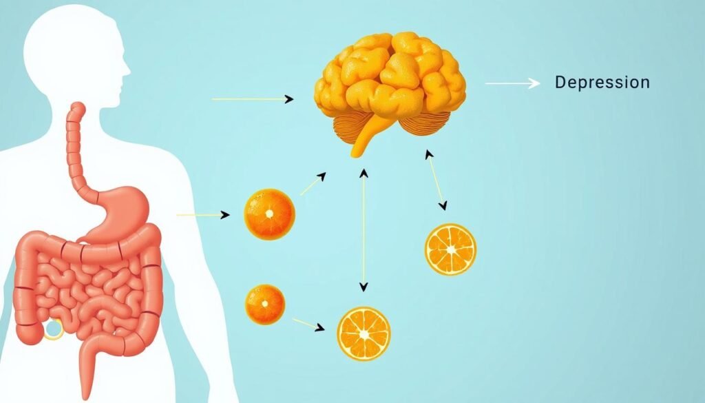 santé&forme Illustration-de-laxe-intestin-cerveau-montrant-comment-le-fruit-recommande-par-Harvard-1024x585 L'Orange : Le Fruit Recommandé par Harvard Contre la Dépression