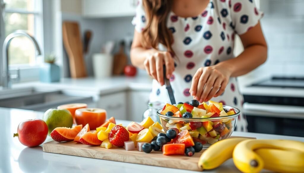 santé&forme Personne-preparant-une-salade-de-fruits-varies-1024x585 Les bienfaits des fruits pour la santé : guide complet et conseils pratiques