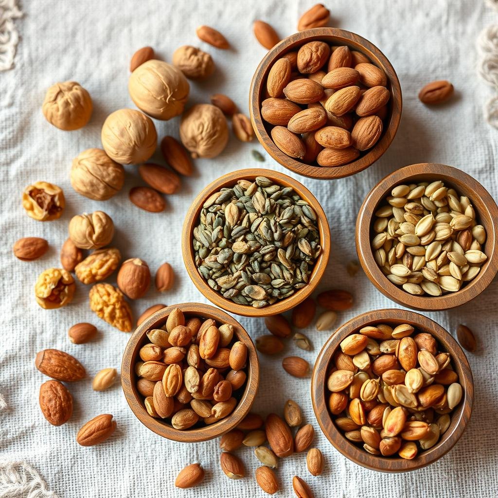 Assortiment-de-noix-et-graines-pour-lenergie-des-seniors Après 60 ans : les aliments pour faire le plein d'énergie et de santé