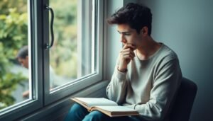 Personne réfléchissant à ses émotions et états mentaux