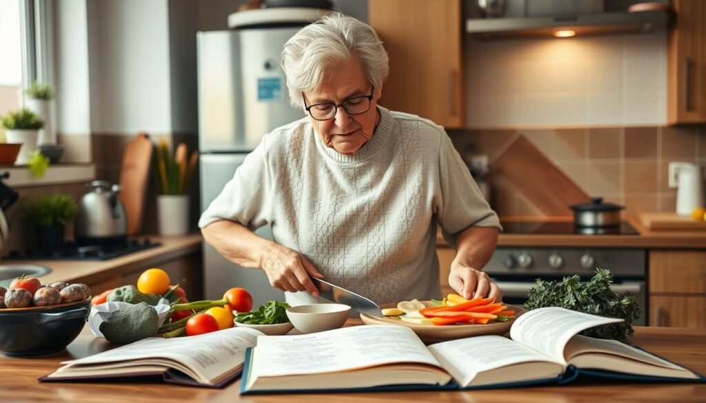 Senior-preparant-un-repas-equilibre-dans-sa-cuisine-1024x585 Après 60 ans : les aliments pour faire le plein d'énergie et de santé