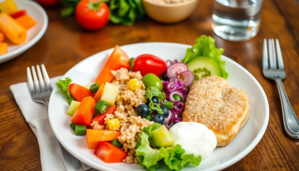 santé&forme Assiette-equilibree-suivant-les-principes-du-regime-DASH-pour-lhypertension-1024x585 Aliments clefs pour faire baisser votre tension artérielle