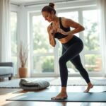 Femme pratiquant un entraînement à faible impact brûlant calories sur un tapis d'exercice