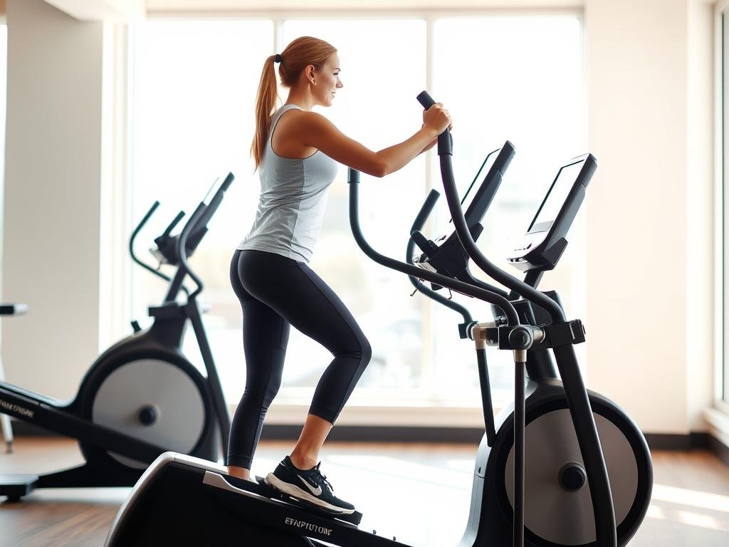 Personne-utilisant-un-velo-elliptique-pour-un-entrainement-a-faible-impact-brulant-calories 20 Entraînements à Faible Impact Brûlant Calories Efficacement