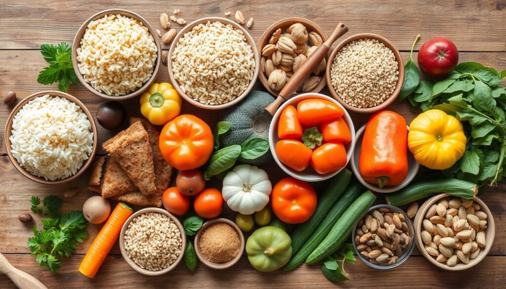 Divers-aliments-naturellement-sans-gluten-comme-le-riz-le-quinoa-les-legumes-et-les-fruits-1024x585 Syndrome de l'intestin irritable : ce que vous ignorez sur le gluten et le blé, souvent accusés à tort