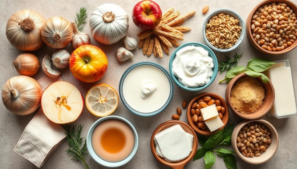 Divers-aliments-riches-en-FODMAPs-comme-les-oignons-lail-certains-fruits-et-les-produits-a-1024x585 Syndrome de l'intestin irritable : ce que vous ignorez sur le gluten et le blé, souvent accusés à tort