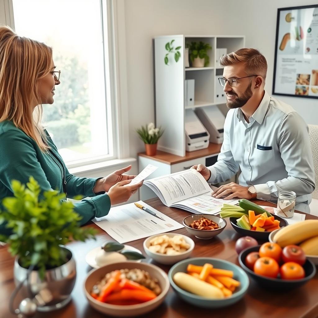 Personne-consultant-une-nutritionniste-pour-adapter-son-regime-alimentaire Syndrome de l'intestin irritable : ce que vous ignorez sur le gluten et le blé, souvent accusés à tort