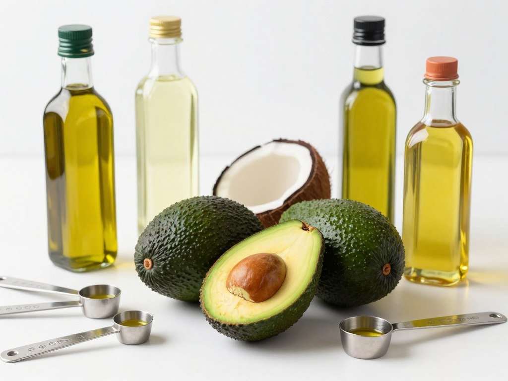 Avocados-and-various-cooking-oils-with-portion-measurements-and-calorie-information 10 Aliments Qui Font Grossir Sans Qu'on le Sache