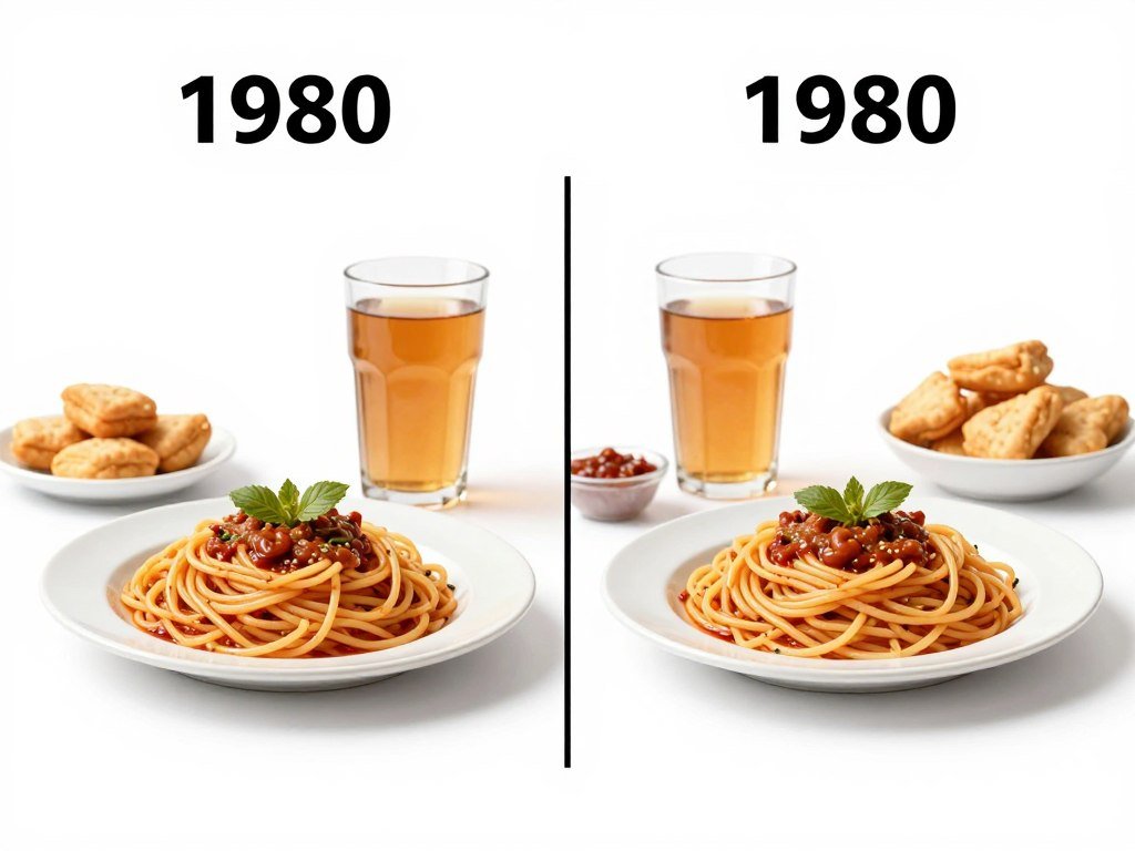 Comparison-of-portion-sizes-showing-how-modern-servings-are-larger-than-traditional-portions 10 Aliments Qui Font Grossir Sans Qu'on le Sache