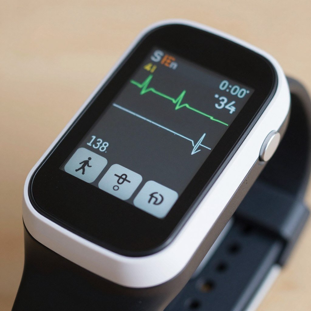 Gros-plan-dun-moniteur-de-frequence-cardiaque-montrant-une-frequence-saine-pendant-la-marche Faire 10 000 pas par jour : Une Nécessité pour Être en Bonne Santé