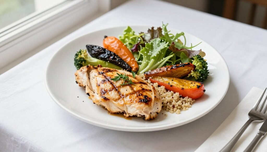 Healthy-balanced-meal-showing-conscious-food-choices-and-portion-control-1024x585 10 Aliments Qui Font Grossir Sans Qu'on le Sache