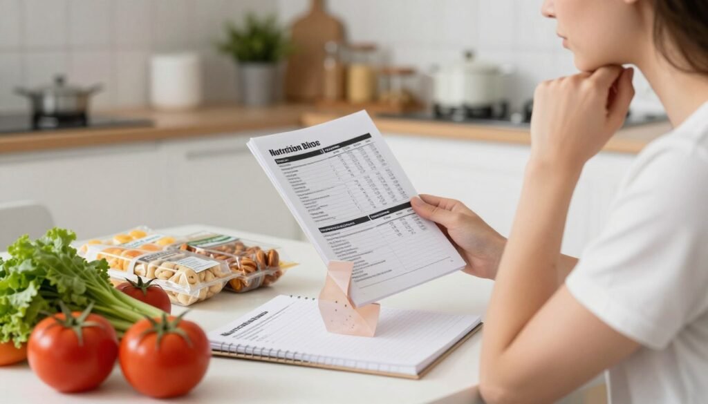 Person-reading-nutrition-information-and-asking-questions-about-healthy-eating-1024x585 10 Aliments Qui Font Grossir Sans Qu'on le Sache