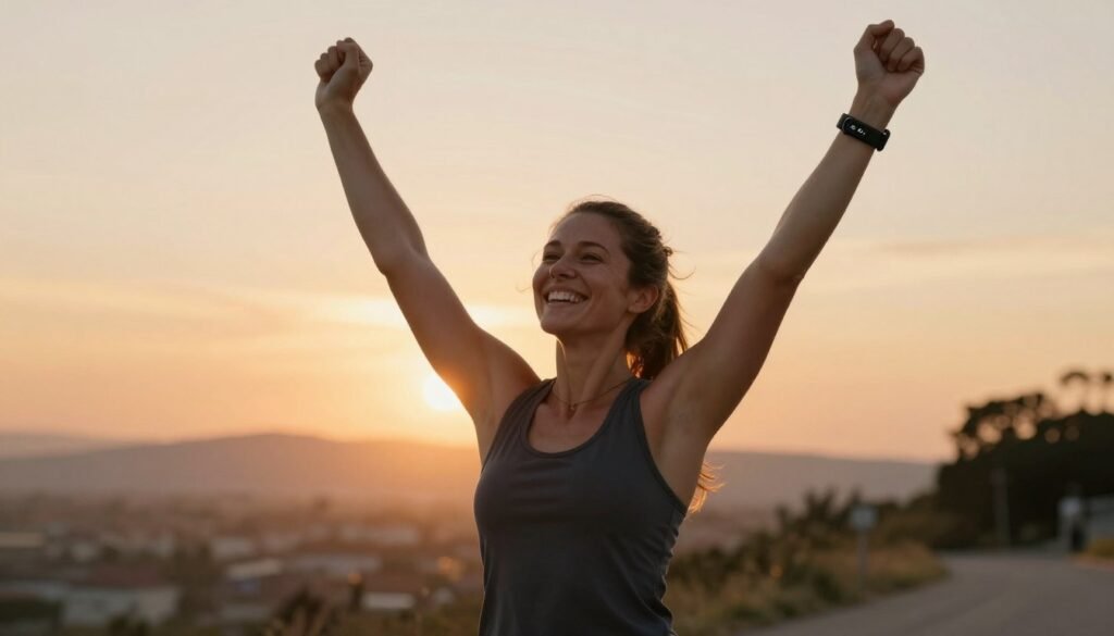 Personne-heureuse-atteignant-son-objectif-de-pas-avec-celebration-1024x585 Faire 10 000 pas par jour : Une Nécessité pour Être en Bonne Santé
